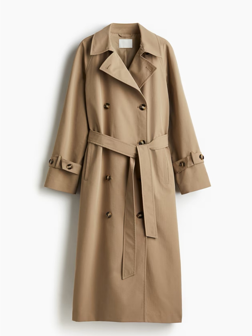 H&M Classic Double-Breasted Trench Coat in Camel